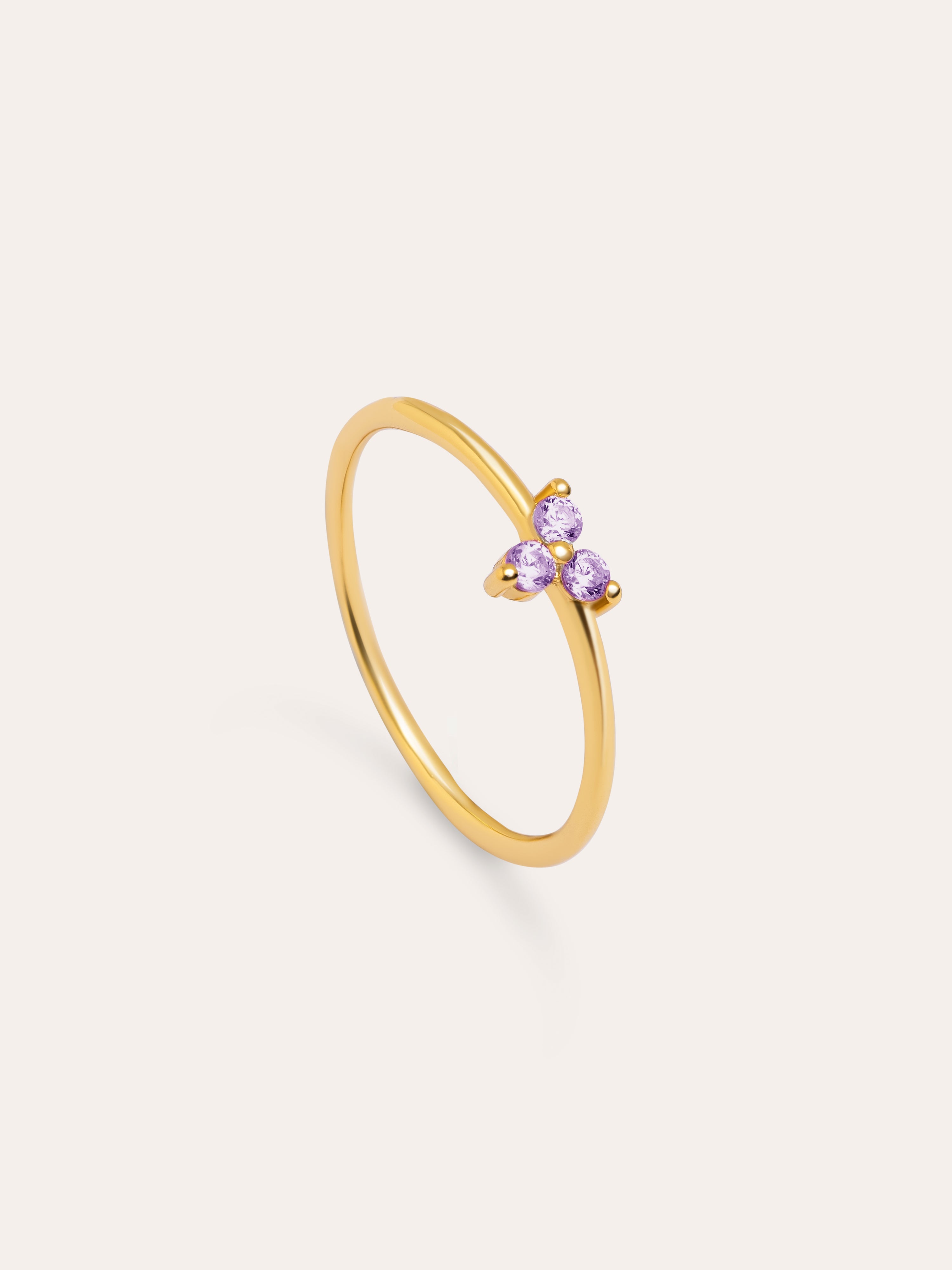 Bague Trèfle Lavande Plaqué Or