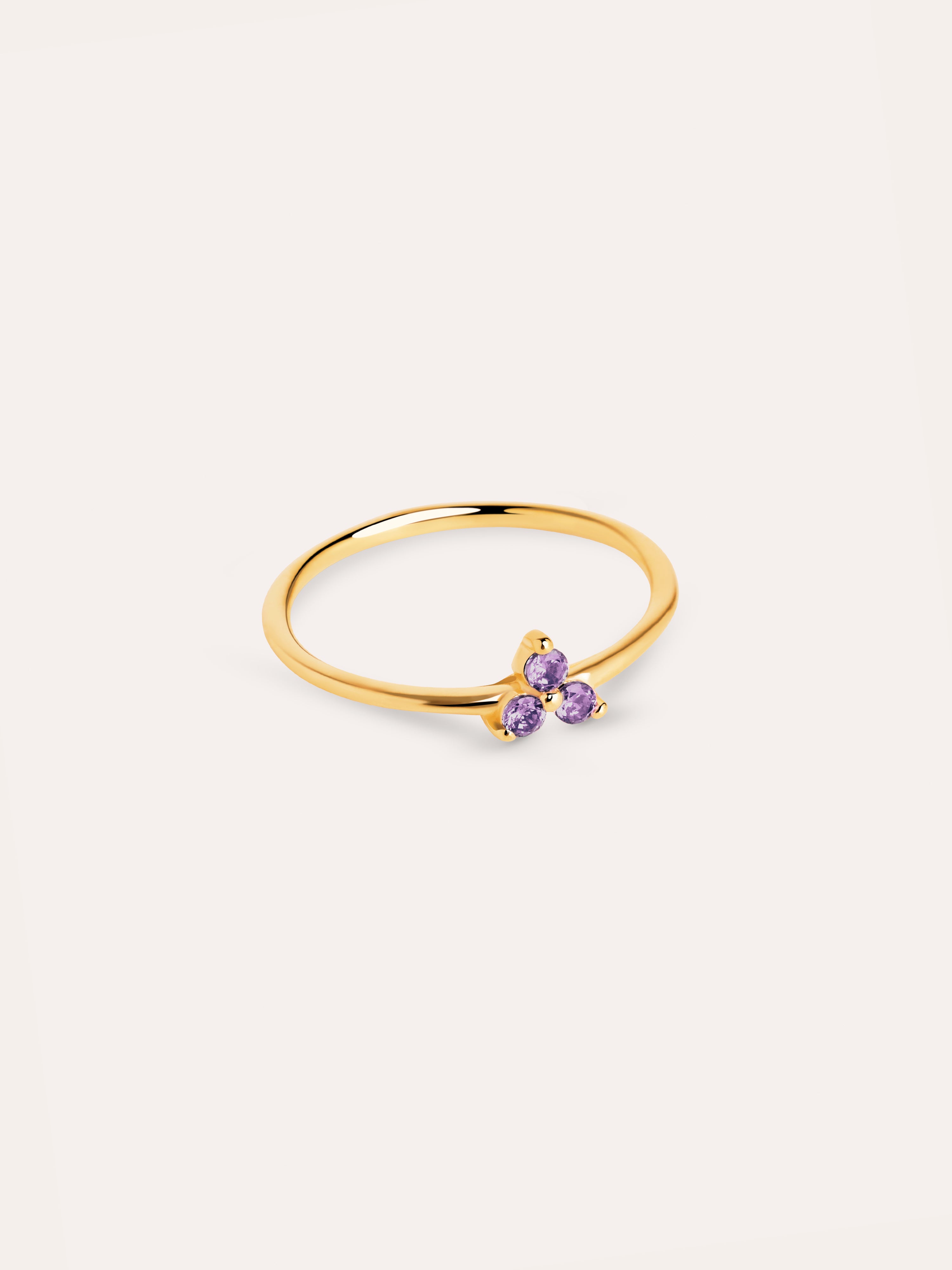 Bague Trèfle Lavande Plaqué Or
