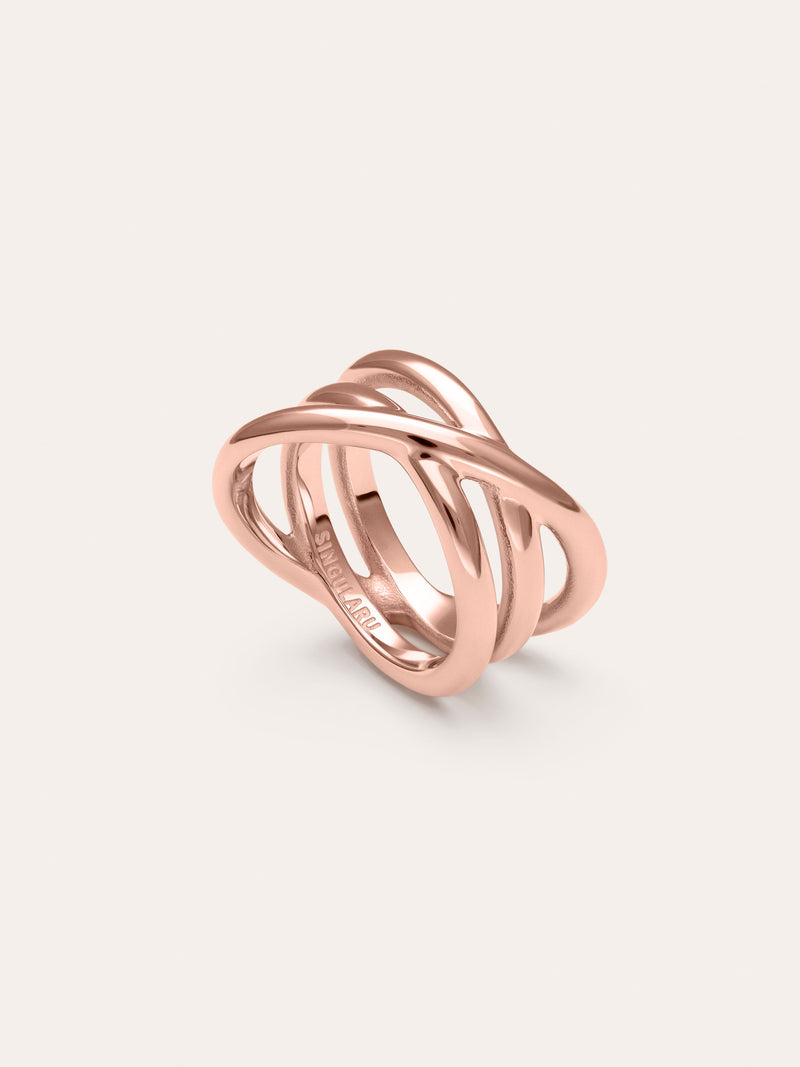 Anel Trinity Aço Banho Ouro Rosa