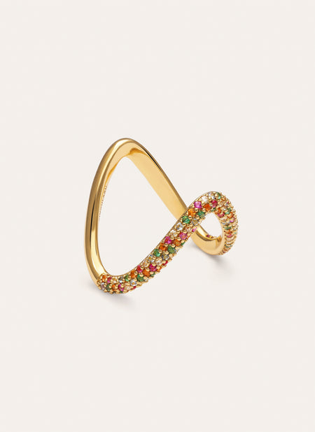 Anillo V Scarlett Dance Baño Oro