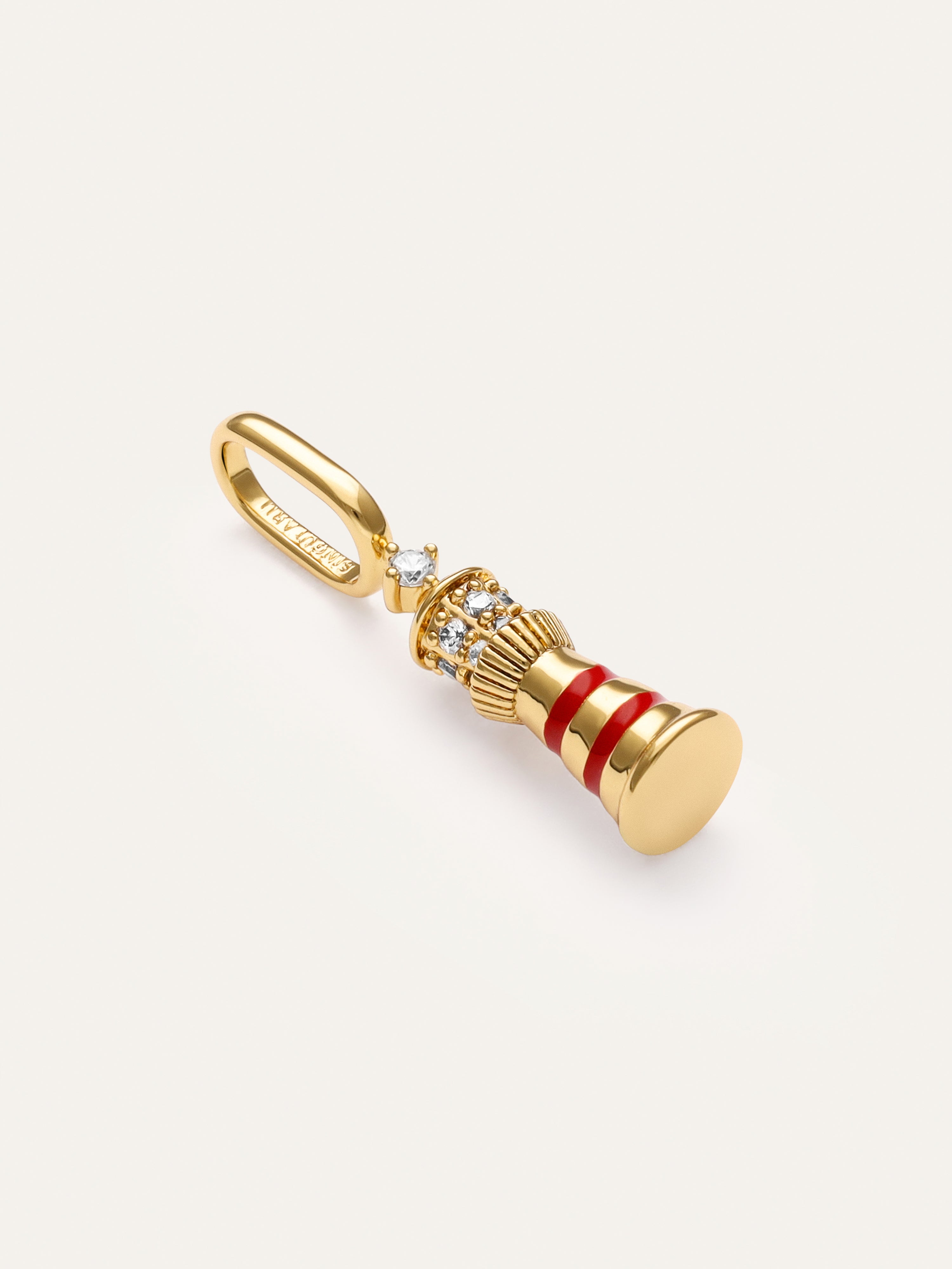 Charm Faro Rojo Baño Oro