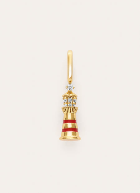 Charm Faro Rojo Baño Oro