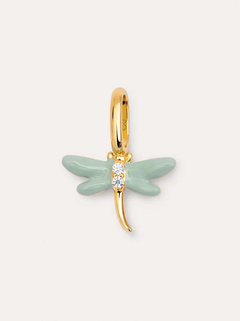 Charm Libélula Plata Baño Oro
