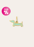 Charm Mini Perro Teckel Enamel Sky Baño Oro