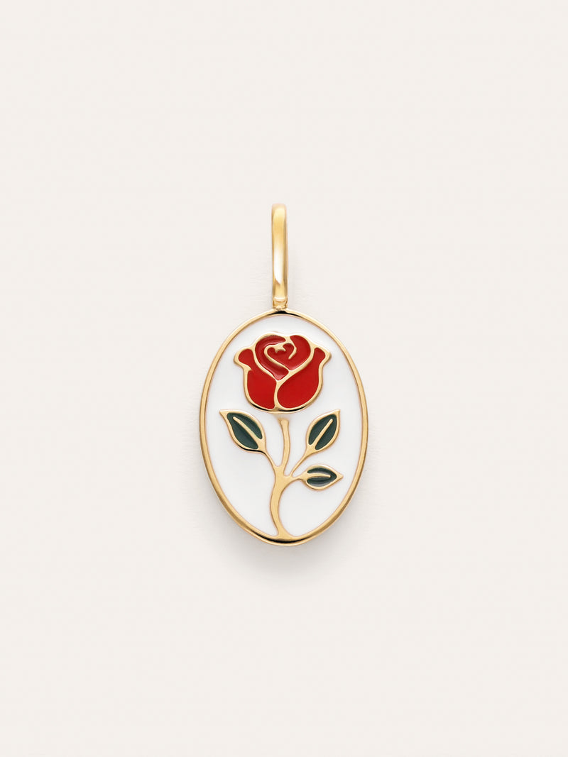 Charm Rosa Enamel Baño Oro