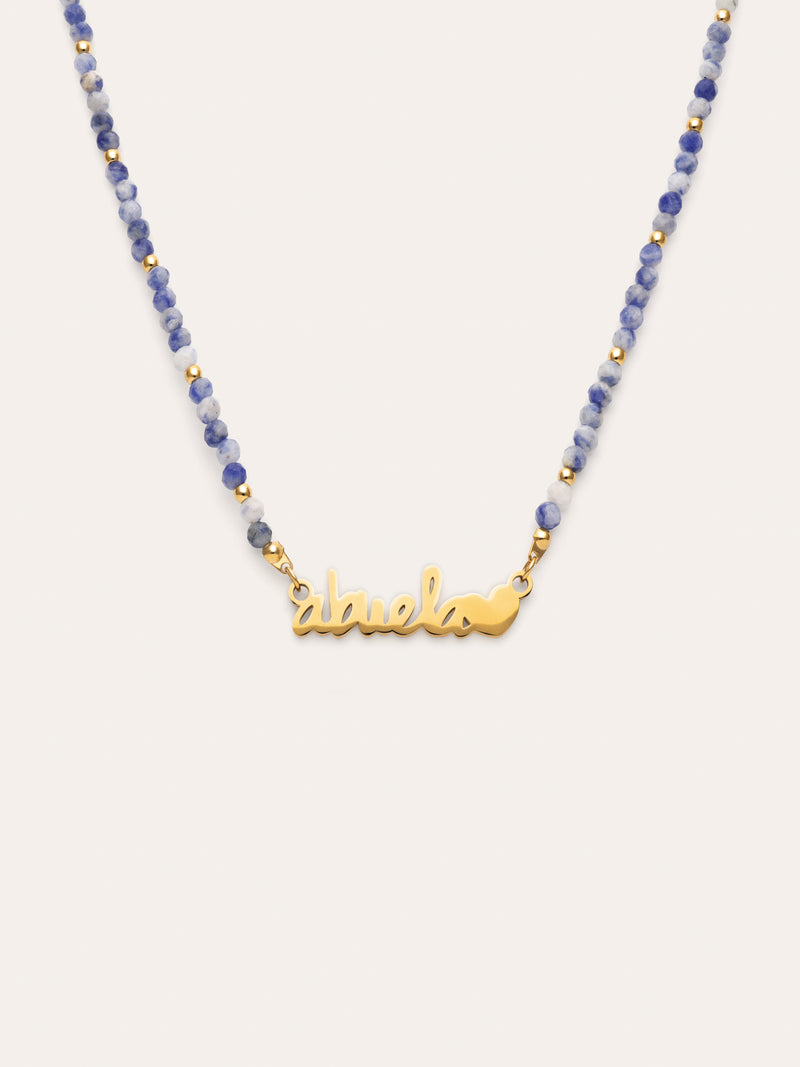 Collar Abuela Heart Cianita Acero Baño Oro