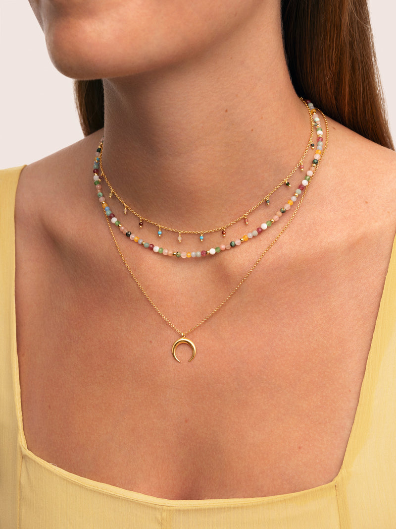 Collar Moonset Acero Baño Oro