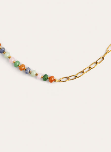 Alpine Chic Stones Necklace Stainless Steel 18kt Gold Plated