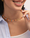 Collar Ámbar Stones Acero Baño Oro