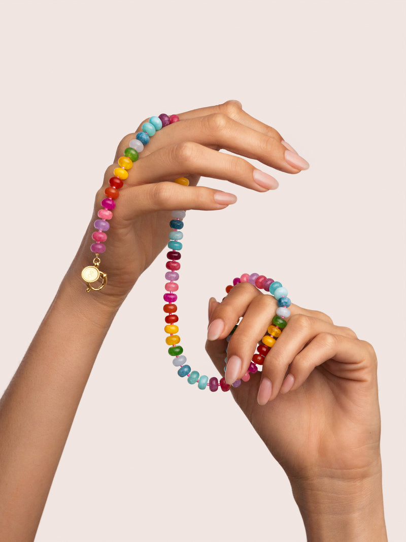 Collier Bloom Stones Acier Plaqué Or