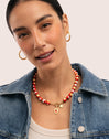 Collar Carmesí Acero Baño Oro