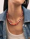 Collar Carmesí Acero Baño Oro