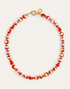 Collar Carmesí Acero Baño Oro
