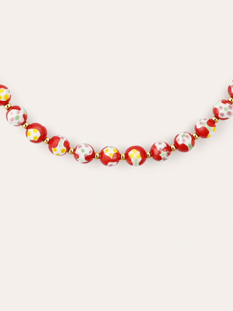 Collar Carmesí Acero Baño Oro