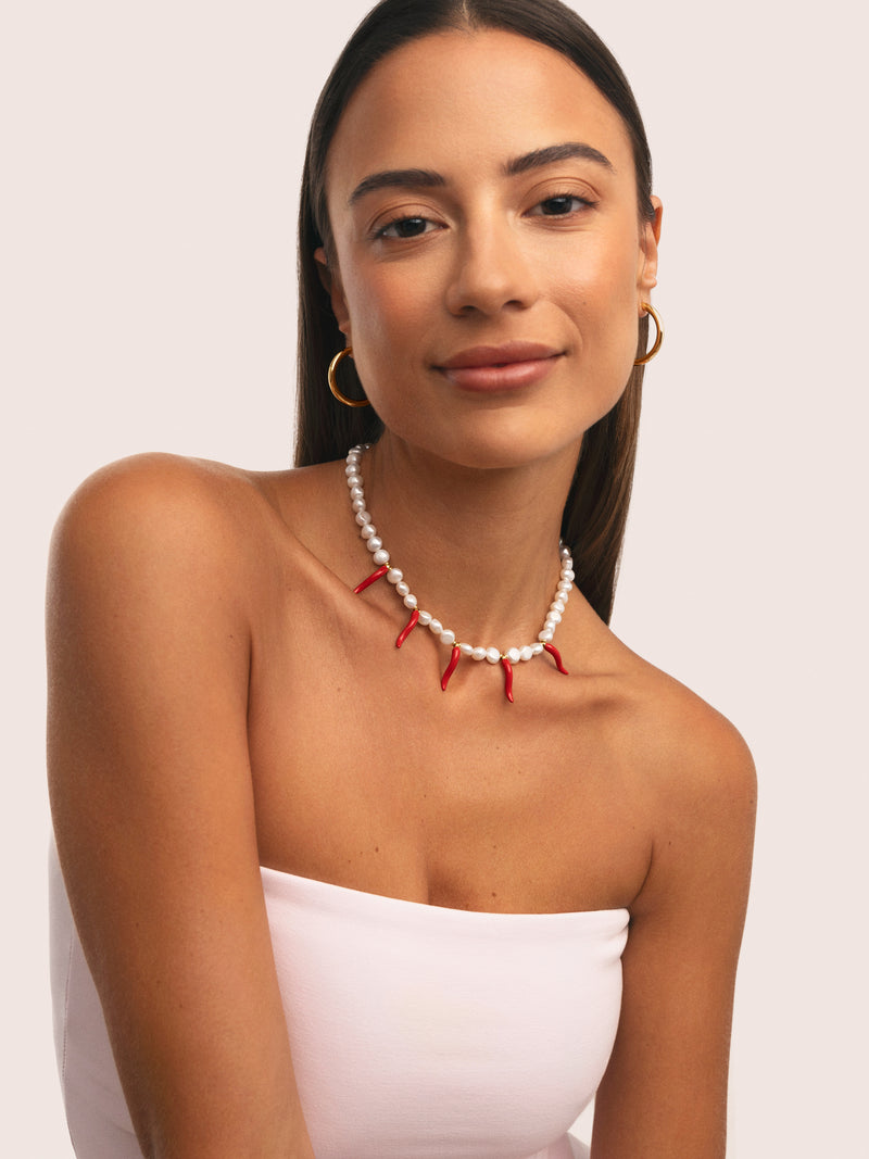 Collar Chili Pearl Acero Baño Oro