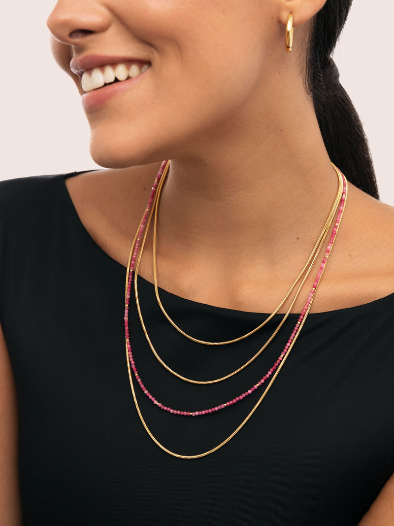 Collar Cleopatra Pink Acero Baño Oro