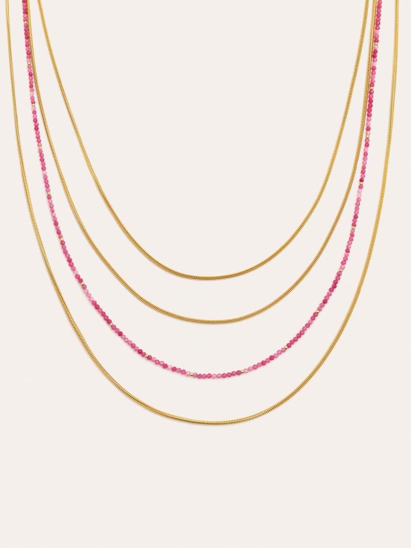 Collar Cleopatra Pink Acero Baño Oro