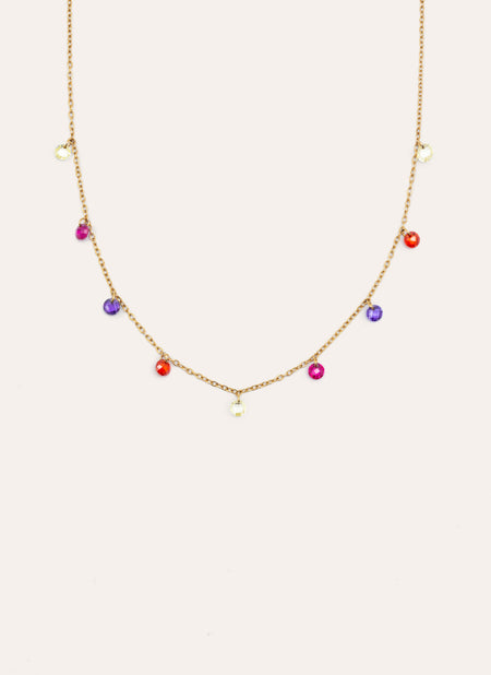 Color Bits Stainless Steel Gold Necklace