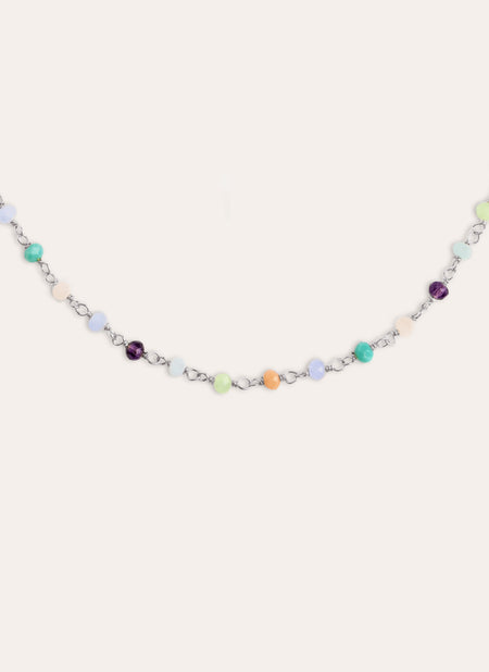 Crystals Colors Silver Necklace