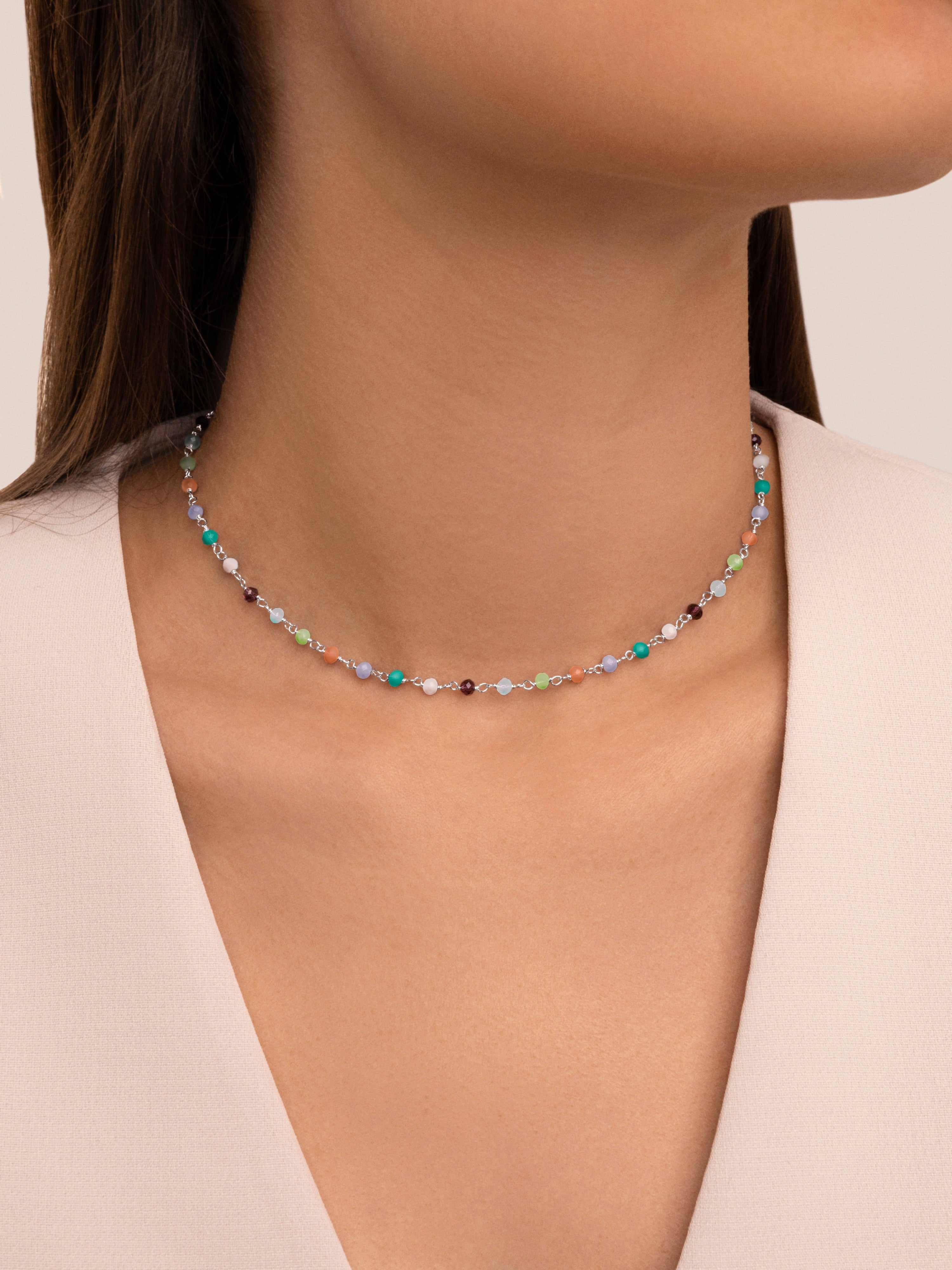 Collar Crystals Colors Plata