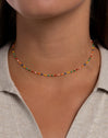 Collar Dots Colors Enamel Plata Baño Oro