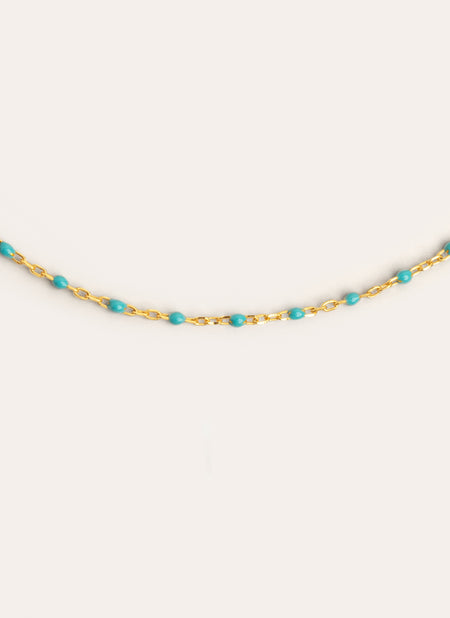 Dots Turquoise Enamel Gold Necklace 