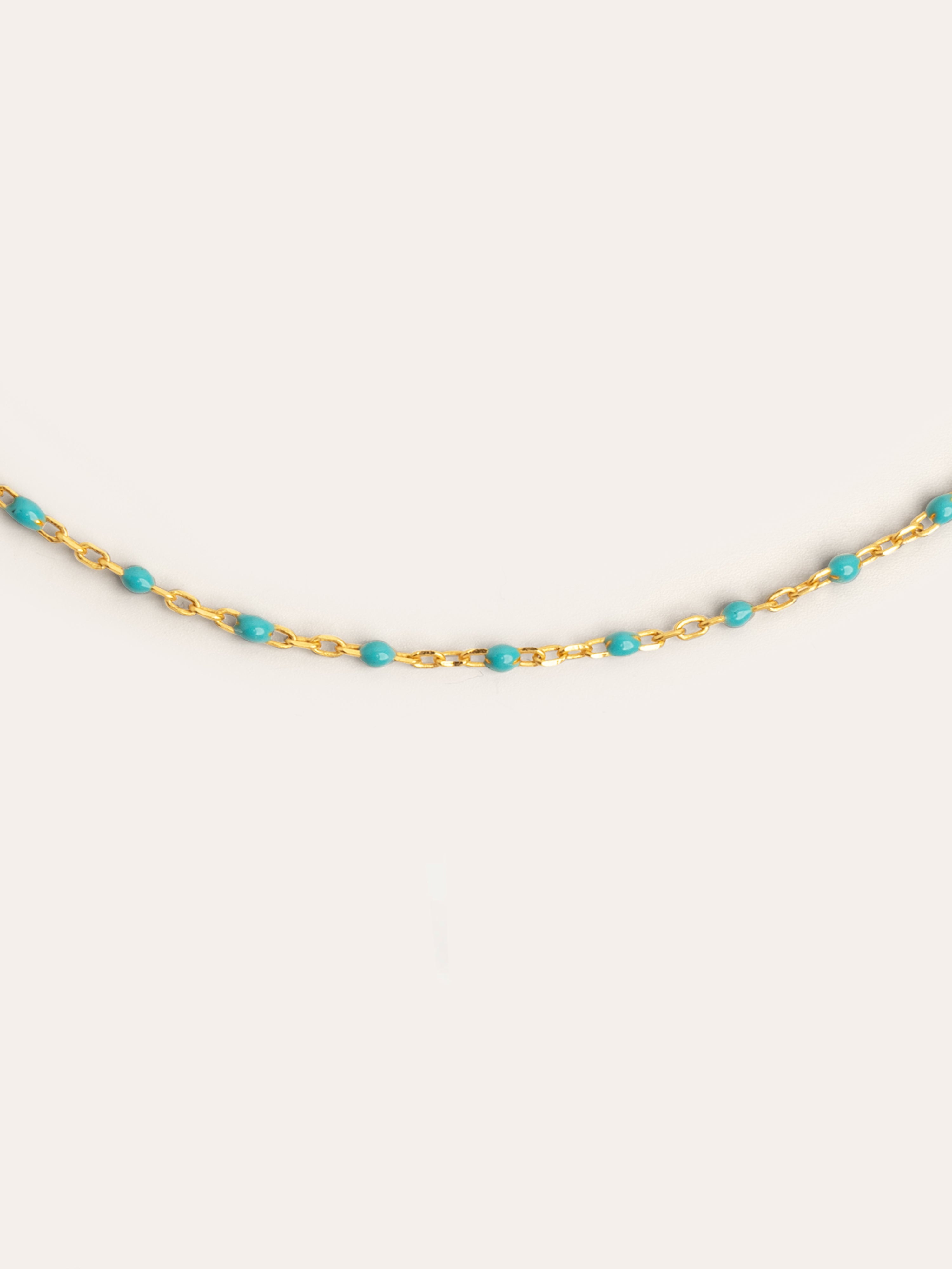 Collar Dots Turquoise Enamel Plata Baño Oro