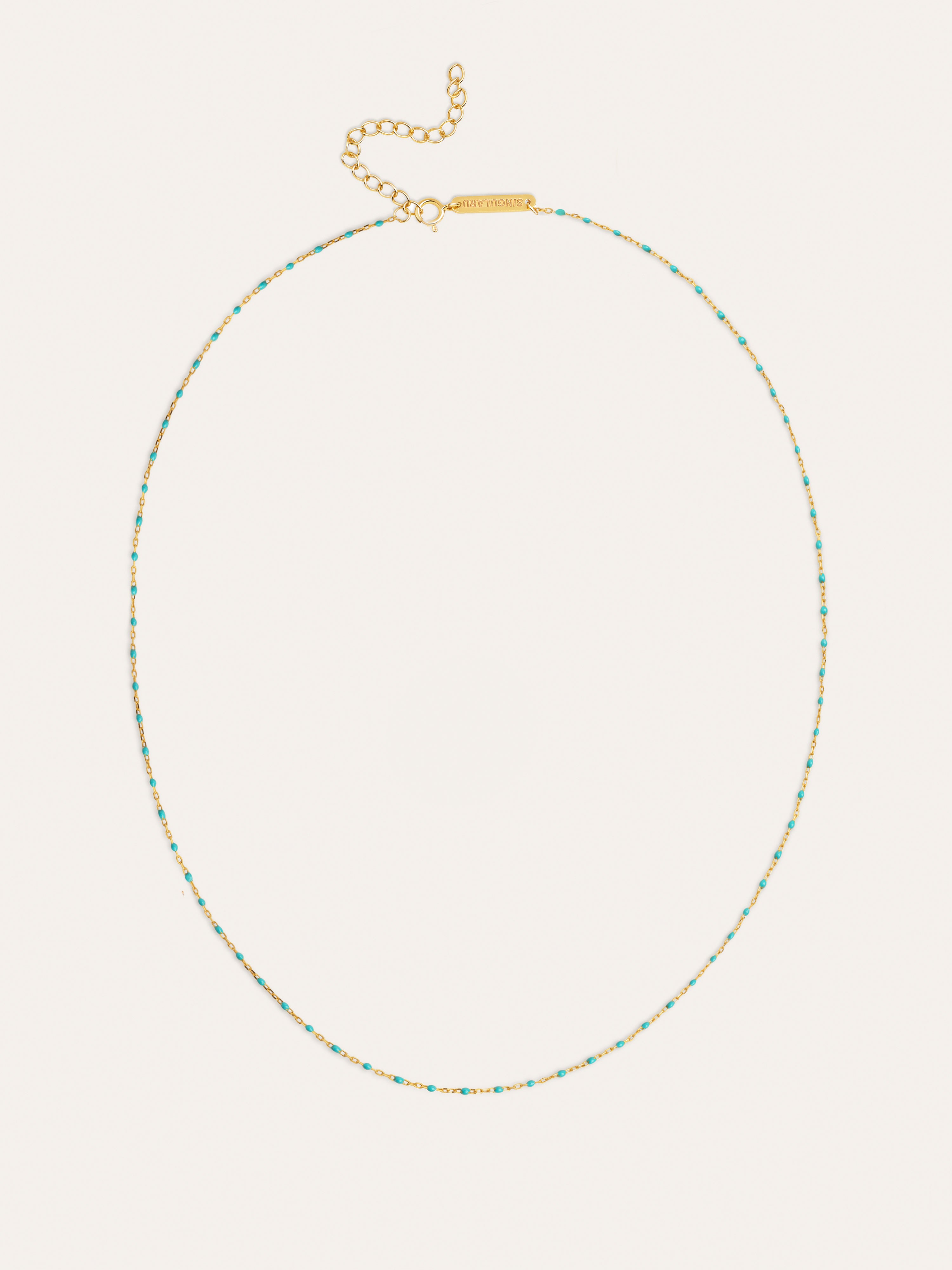 Collar Dots Turquoise Enamel Plata Baño Oro