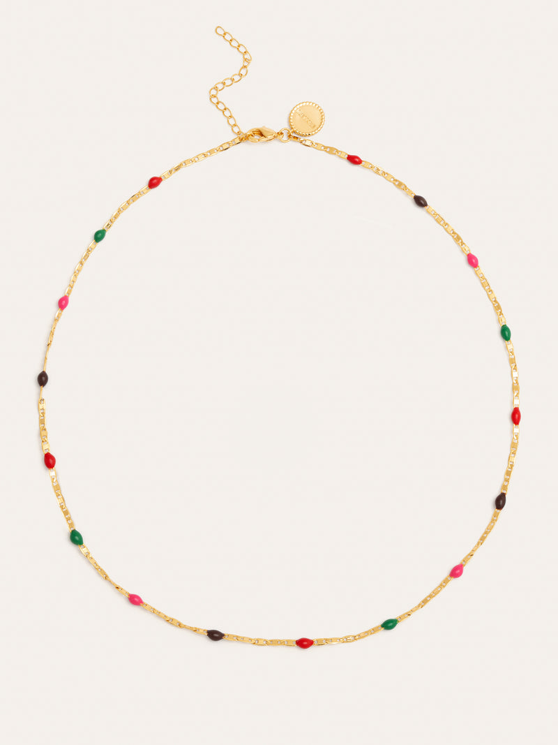 Collar Fine Enamel Miel Baño Oro