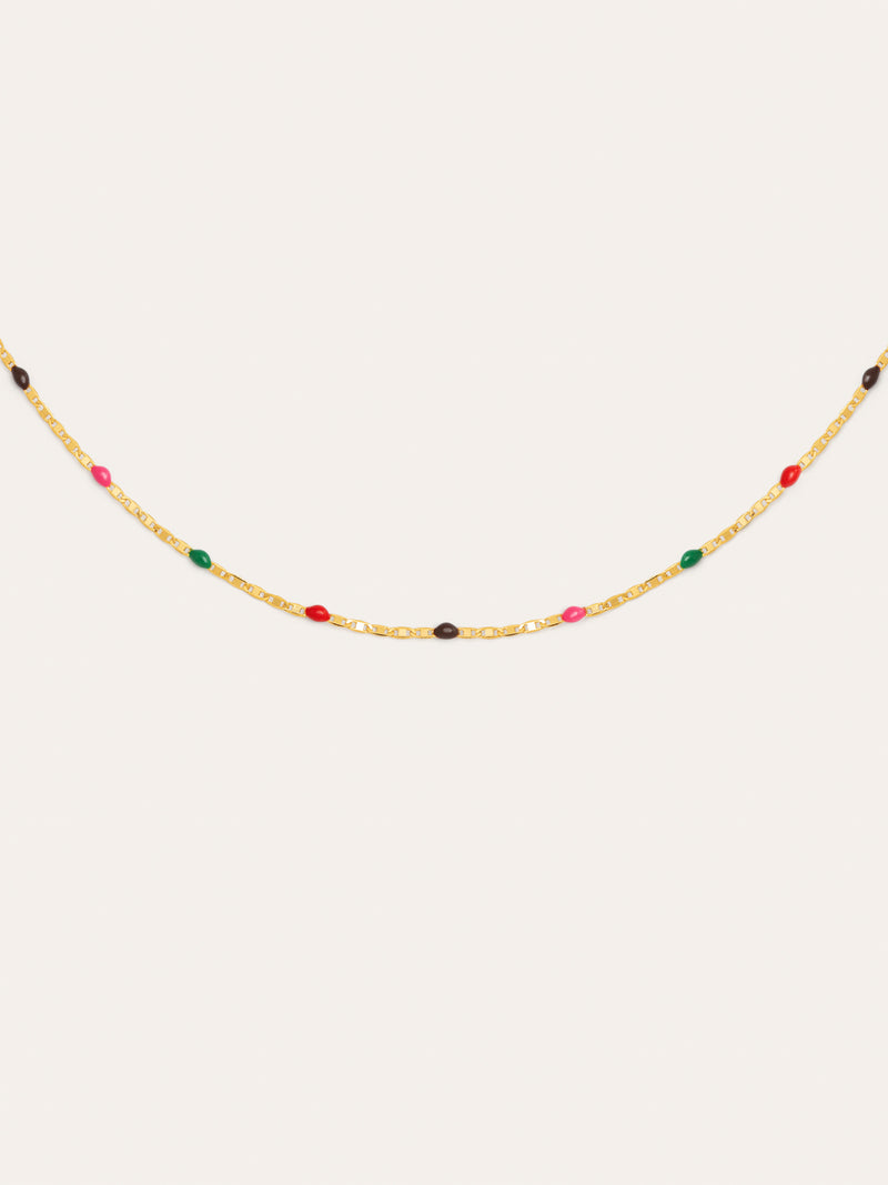 Collar Fine Enamel Miel Baño Oro