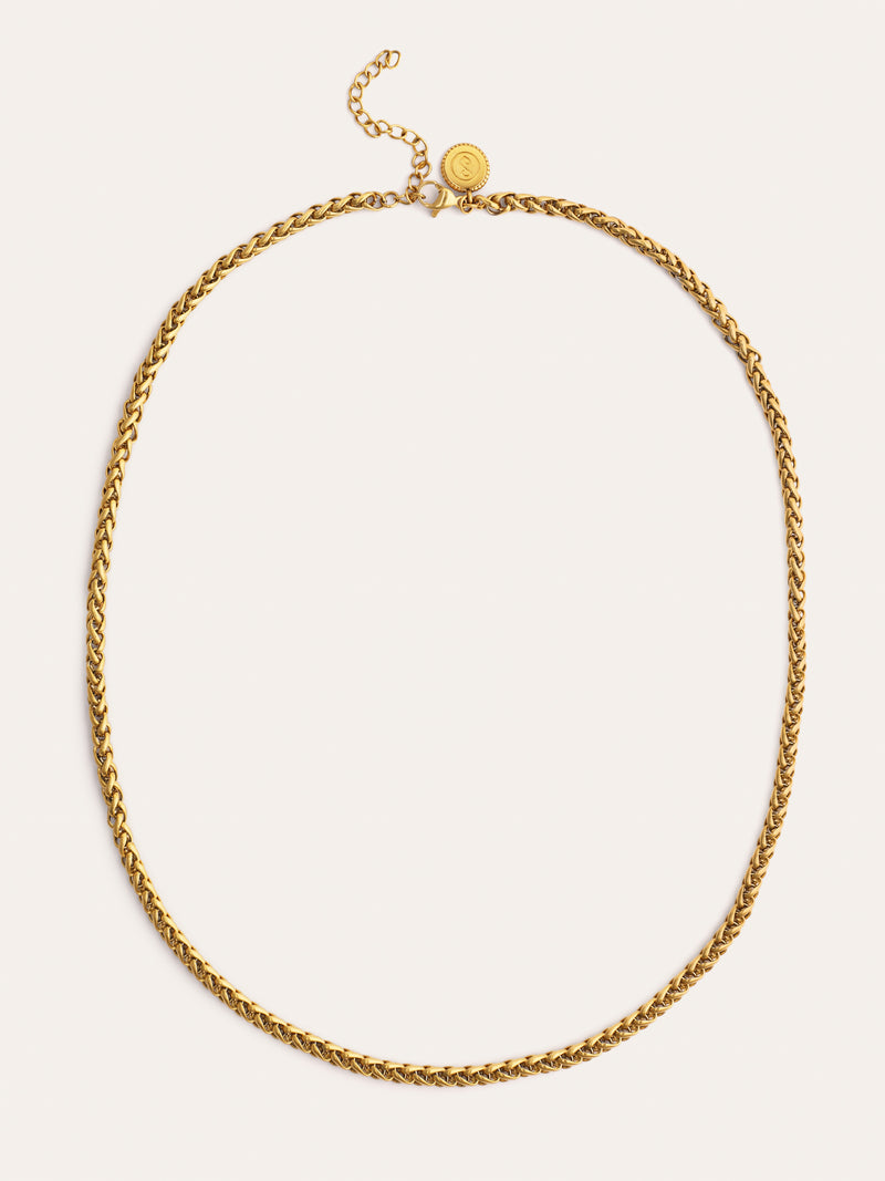 Collar Fine Disco Acero Baño Oro