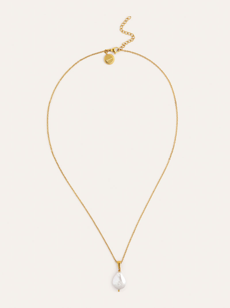 Collar Gala Perla Acero Baño Oro