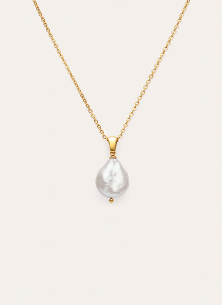Collar Gala Perla Acero Baño Oro