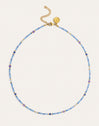 Collar Glam Azul Acero Baño Oro