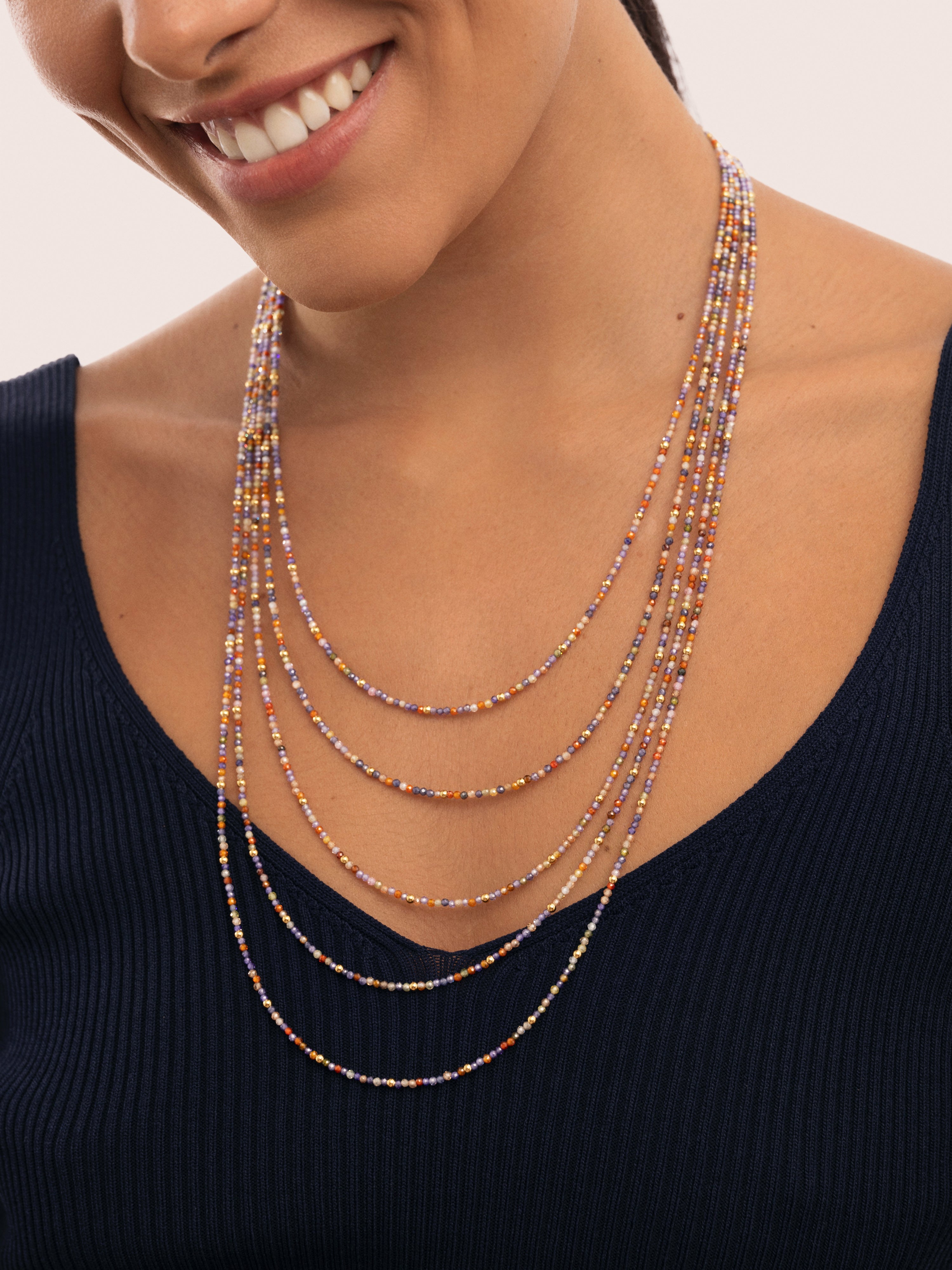 Collar Long Crystals Cleopatra Acero Baño Oro