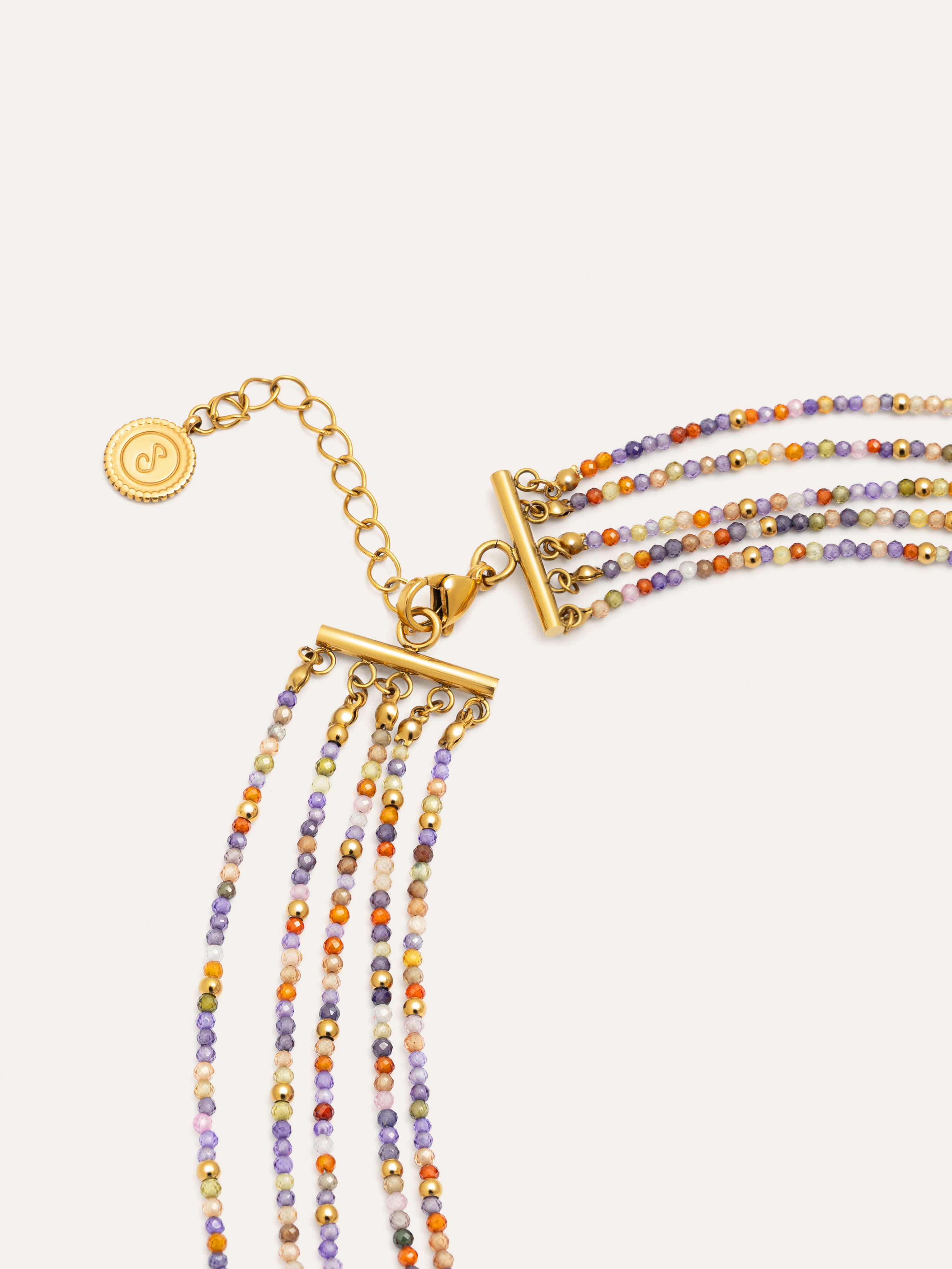 Collar Long Crystals Cleopatra Acero Baño Oro