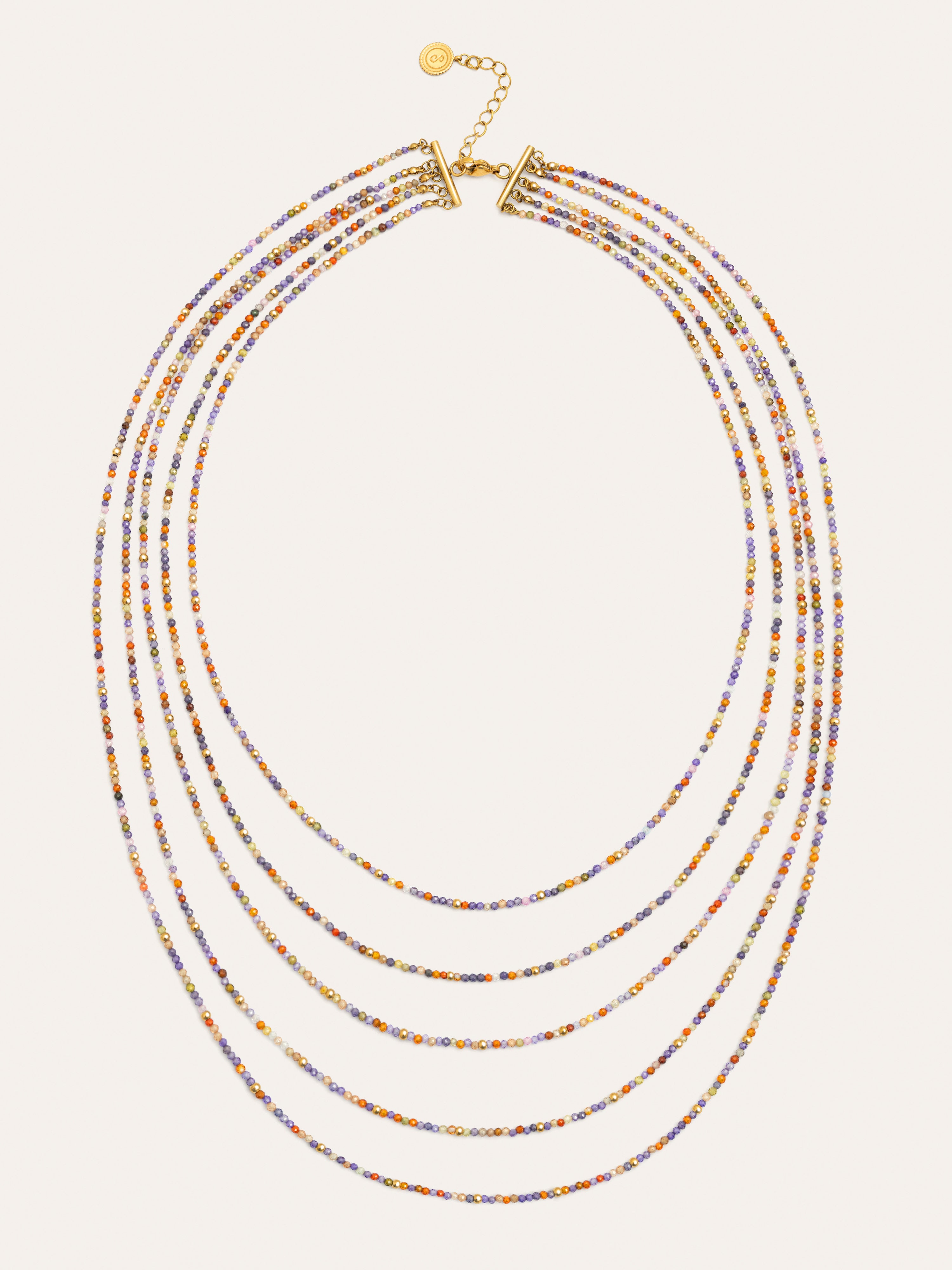 Collar Long Crystals Cleopatra Acero Baño Oro