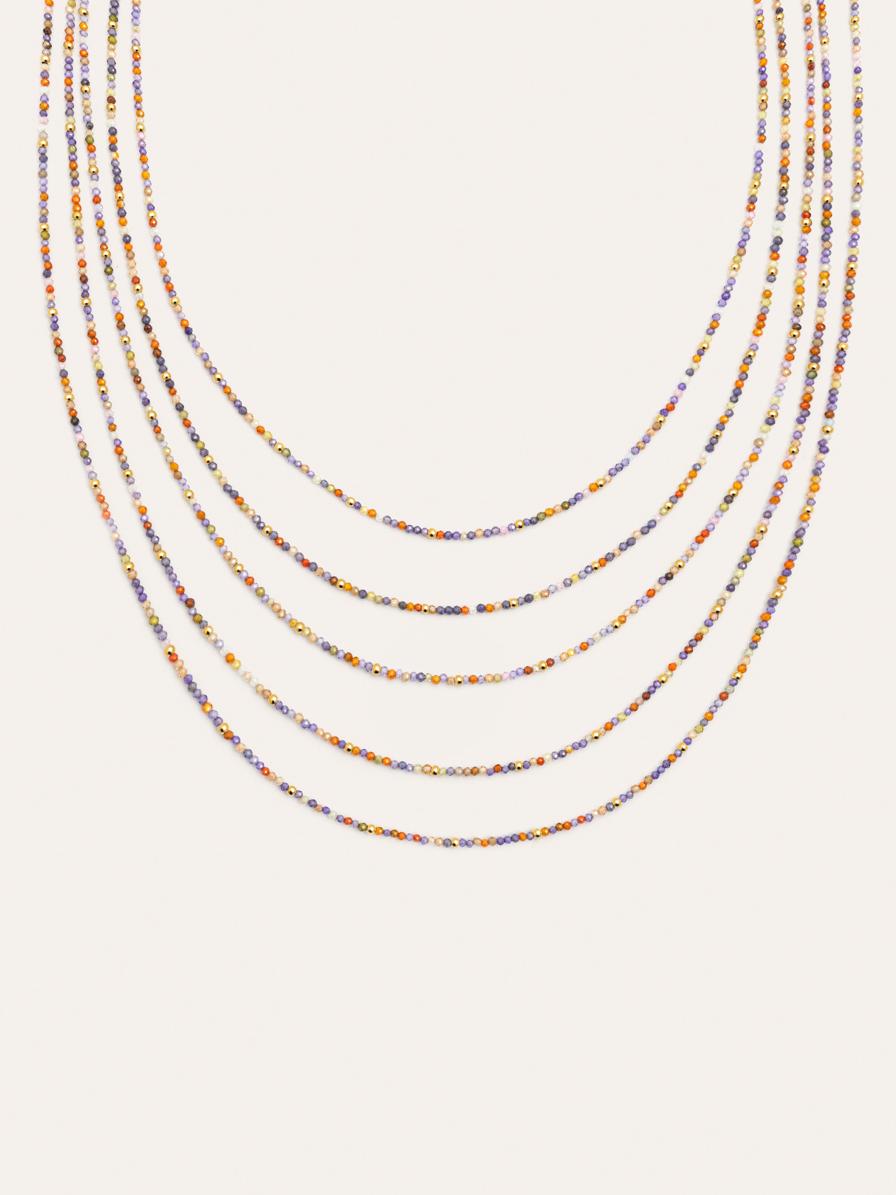 Collar Long Crystals Cleopatra Acero Baño Oro