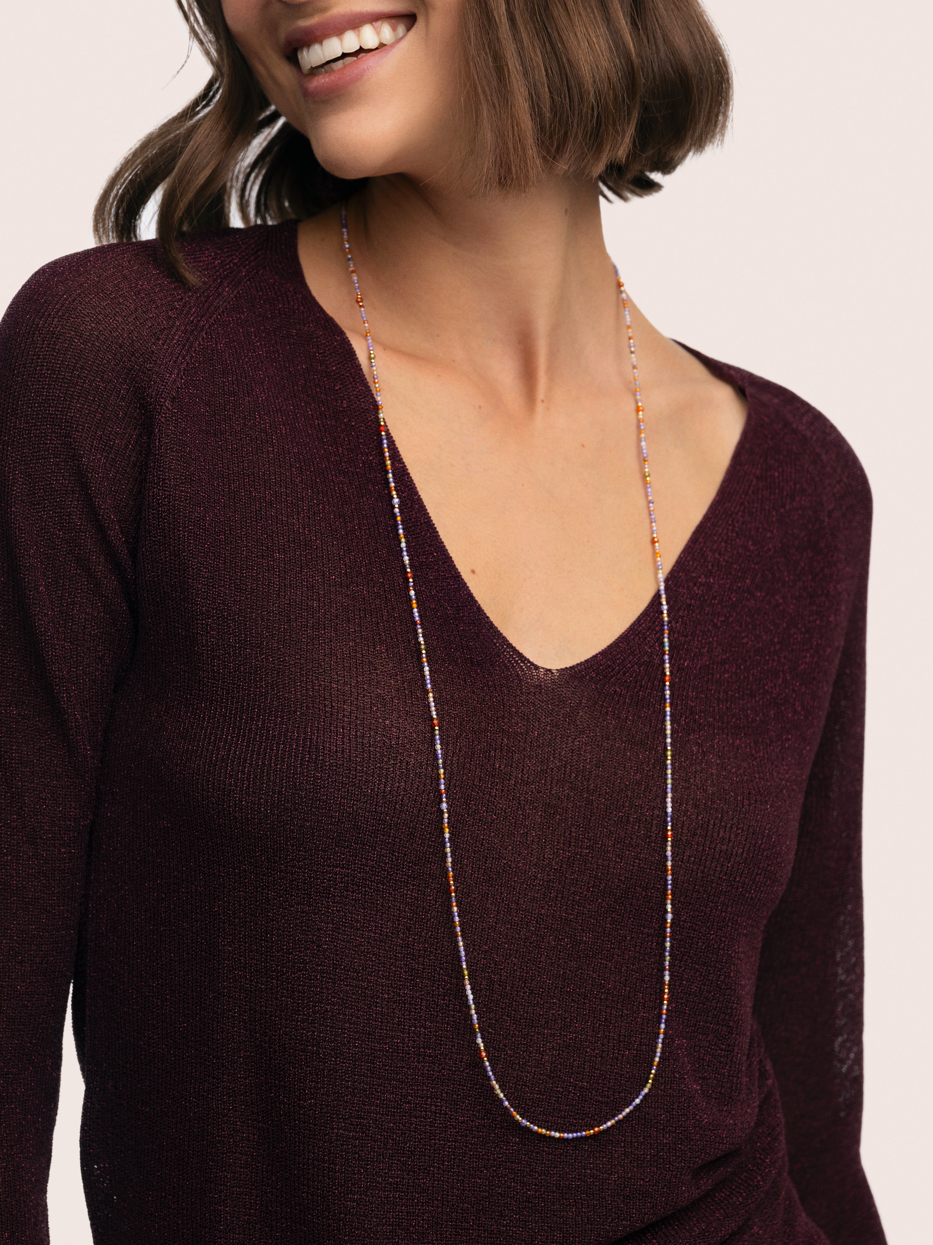 Collar Long Full Crystal Summer Acero Baño Oro