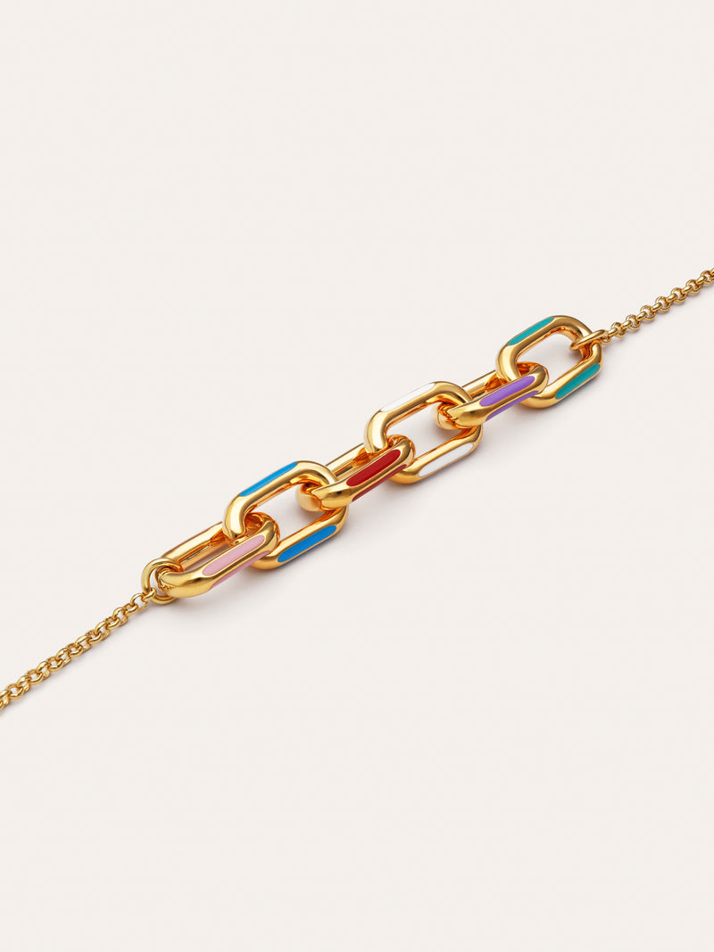 Ketting Link Rainbow Enamel Goud Verguld