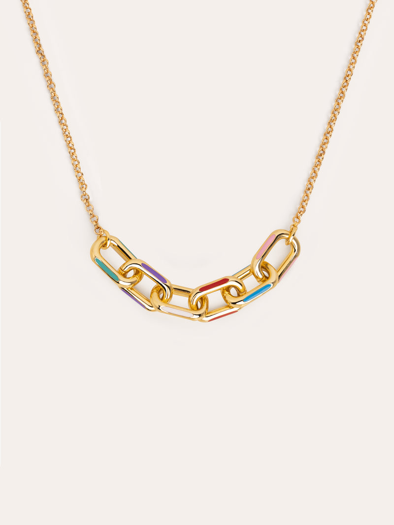 Ketting Link Rainbow Enamel Goud Verguld