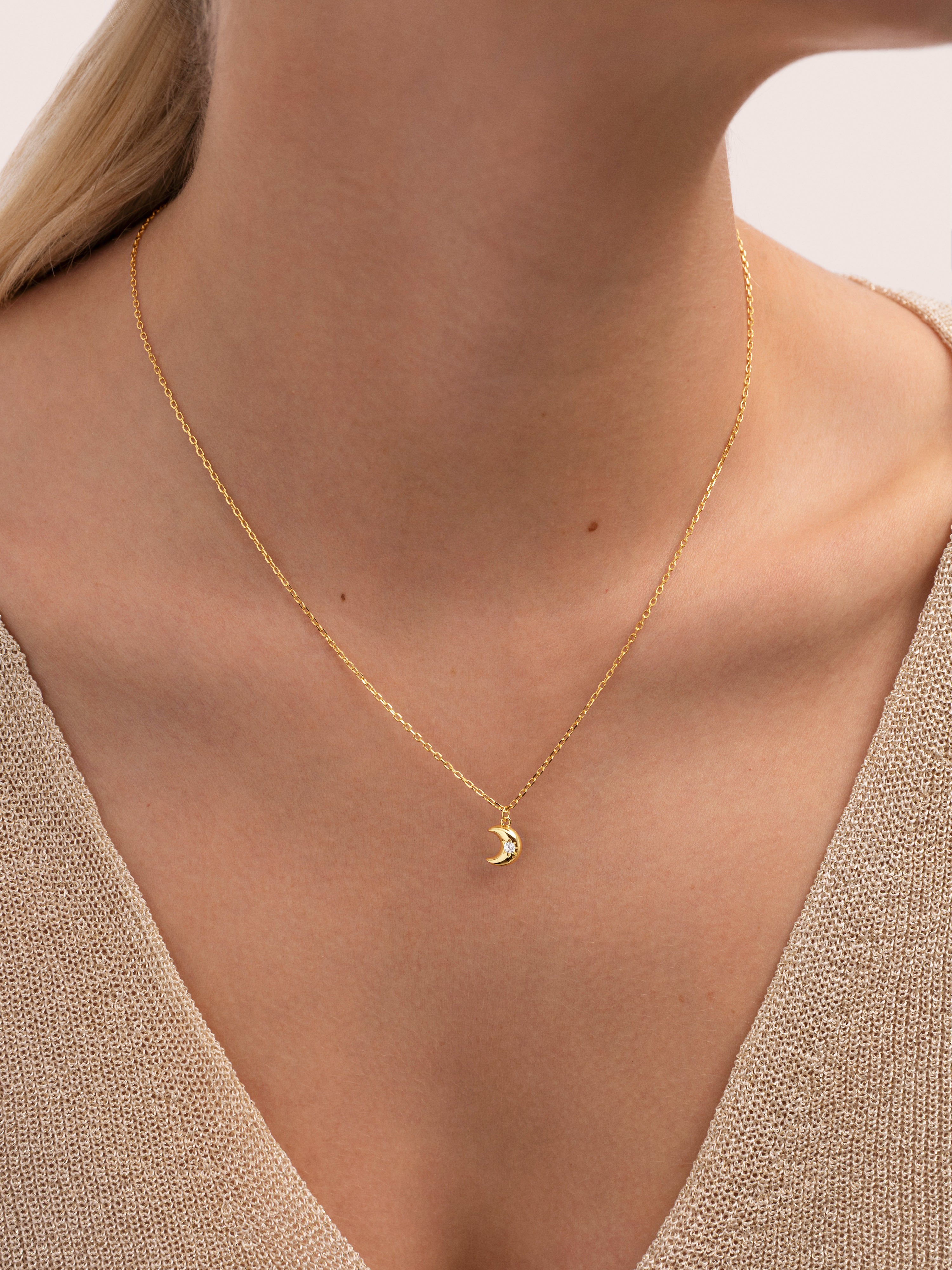 Collar Little Moon Spark Plata Baño Oro