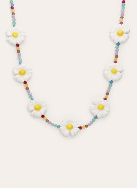 Collar Long Margarita Acero Baño Oro