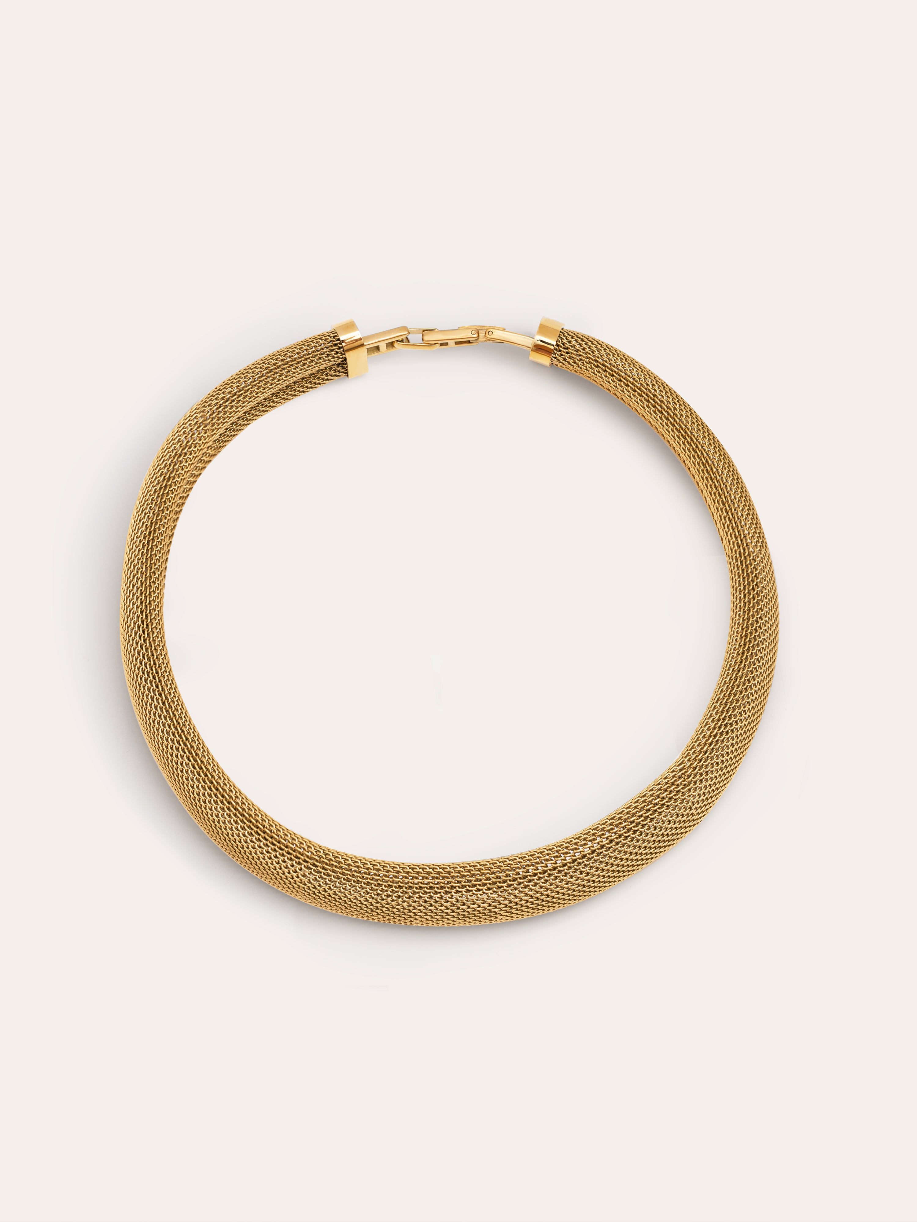 Choker Malla Acero Baño Oro