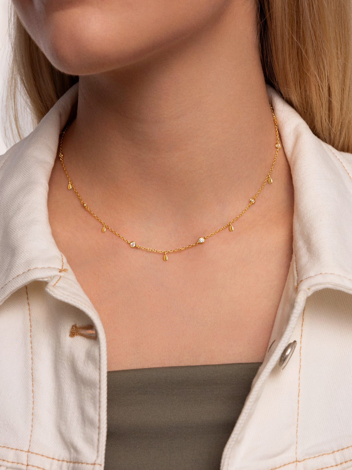 Ketting Mini Spark Drop Verguld met 18kt goud - puesto en modelo