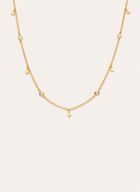 Ketting Mini Spark Drop Verguld met 18kt goud