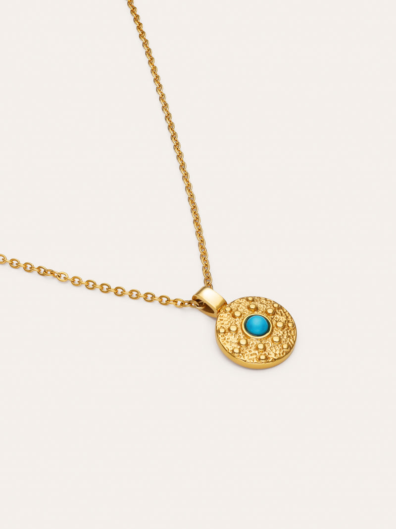 Medallion Aqua Steel Gold-Plated Necklace