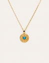 Medallion Aqua Steel Gold-Plated Necklace
