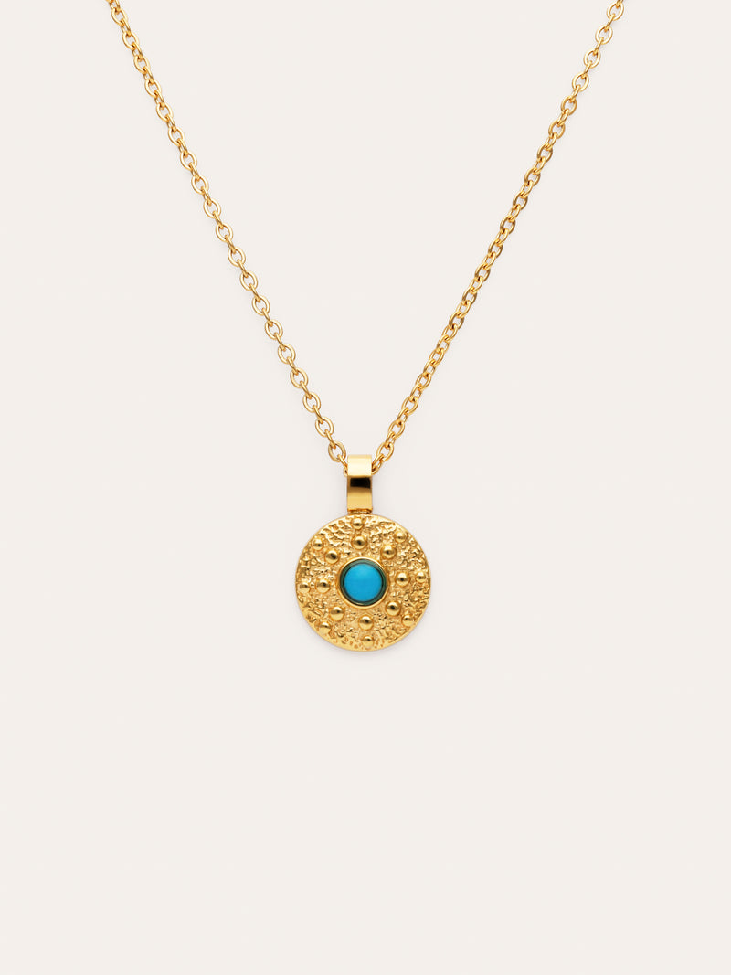 Medallion Aqua Steel Gold-Plated Necklace