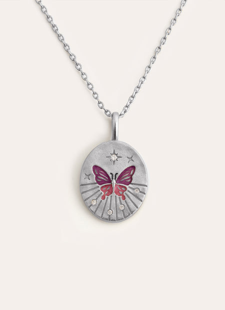 Medallion Butterfly Rose Necklace